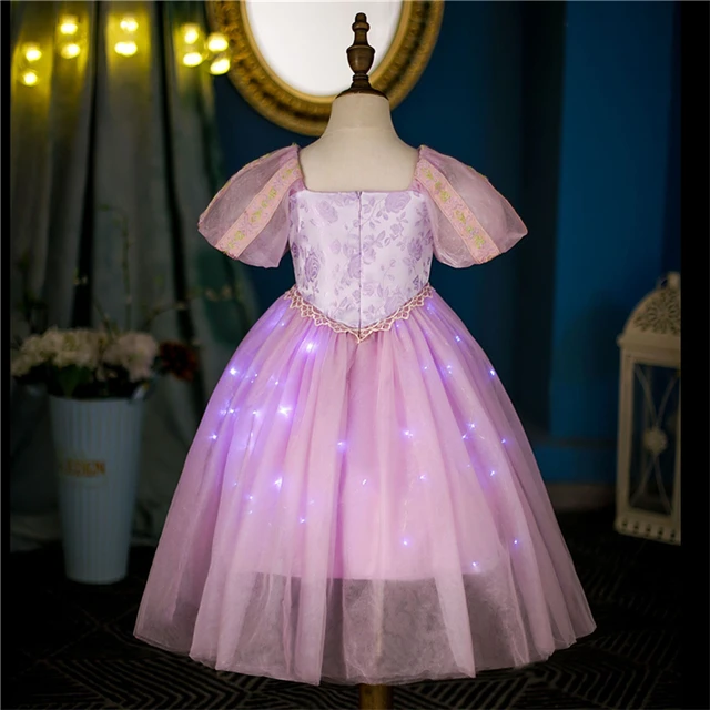 Robe raiponce d'été pour filles, Costume fantaisie de princesse