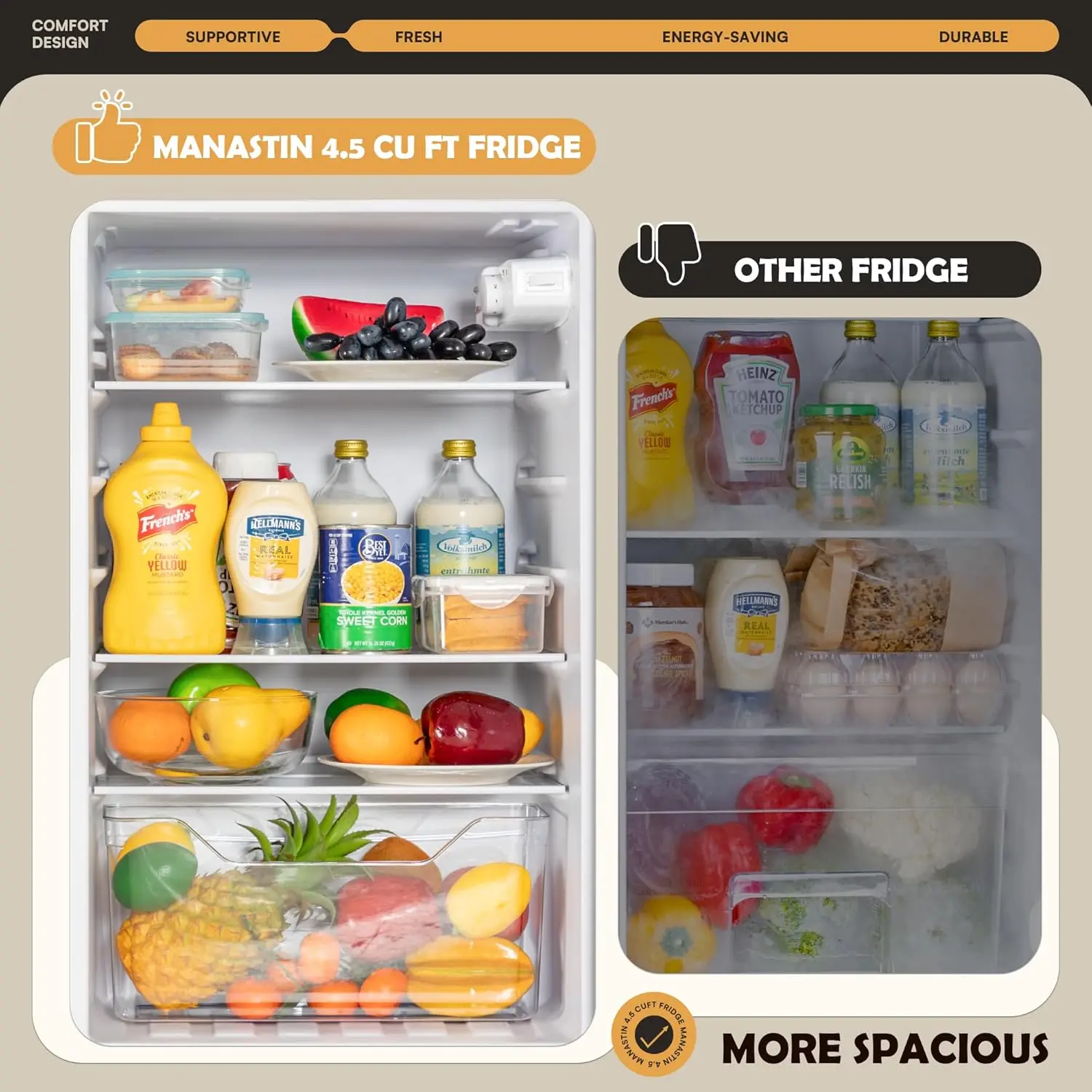 4.5 Cu.ft Mini Fridge with Freezer, Small Refrigerator with 2 Doors for Office, Kitchen, Dorm and Bedroom, Mini Refrigerator