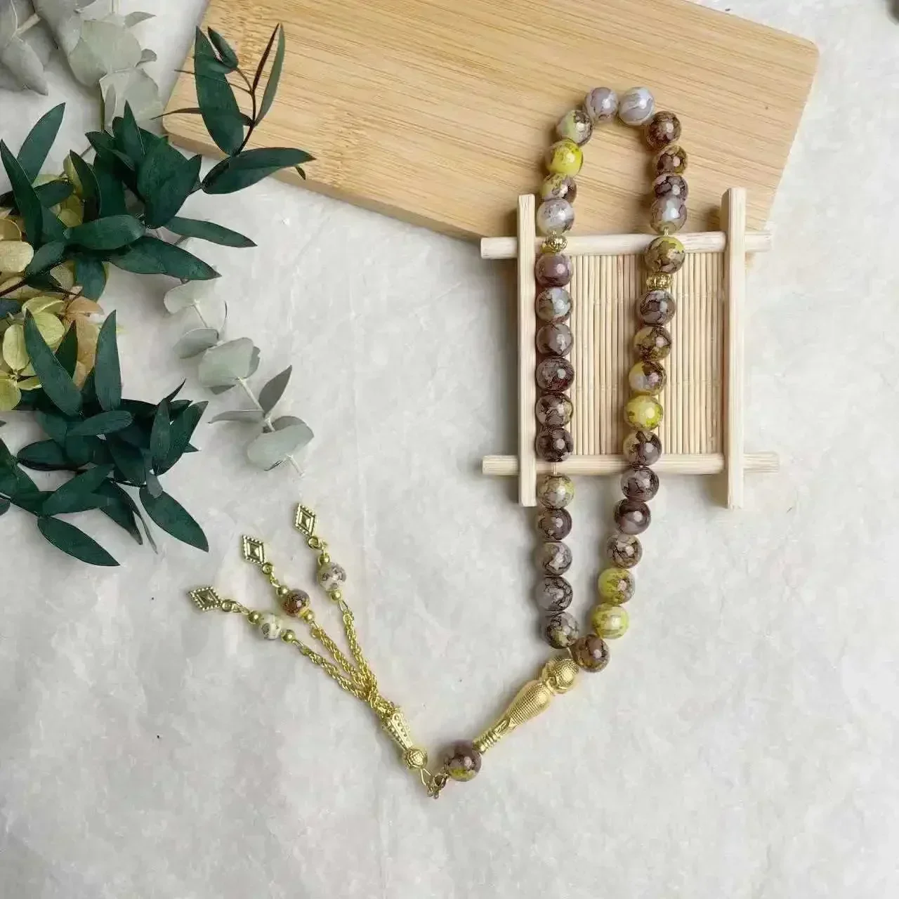 Glass Tassel Turkish Muslim Rosary Islamic Prayer Beads Bracelet 10mm 33pcs For Women Jewelry Tasbih Tasbeeh Allah Mohammed