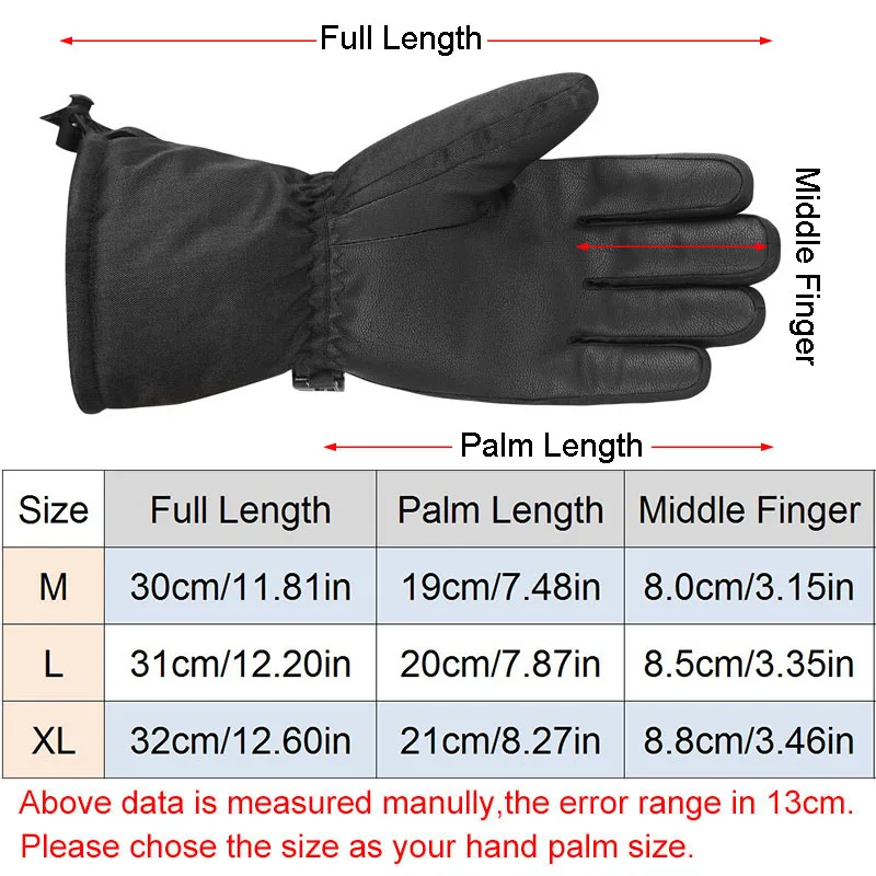 Black -30 Winter Warm Ski Gloves Waterproof Men Women Snowboard Skiing Gloves Snowmobile Motorcycle Mittens Touch Screen Wrist 6