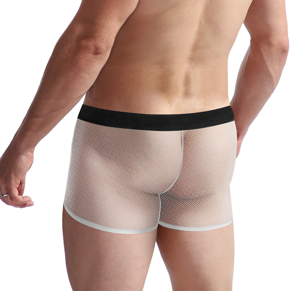 

Men Removeable Peni Bugle Pouch Underwear See Through Boxer Briefs Front Open Crotch Boxershorts Erotic Gay Male Lingerie