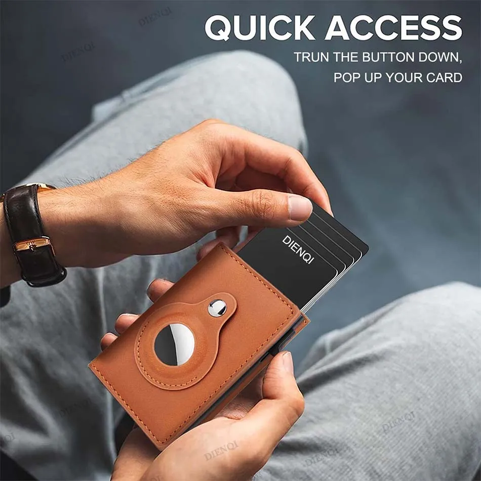 Anti-Theft RFID-Blocking Smart Wallet - Slim Carbon Fiber Design in Brown