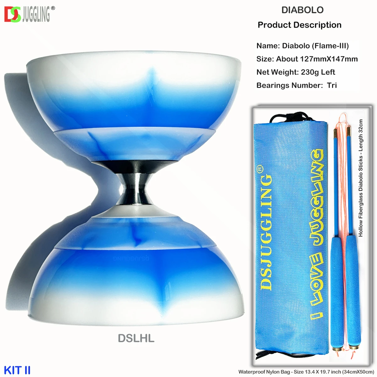 Triple Bearings Diabolo With Sticks Rope Set Packing Profissional Player Toys Flame-III diabolo toy