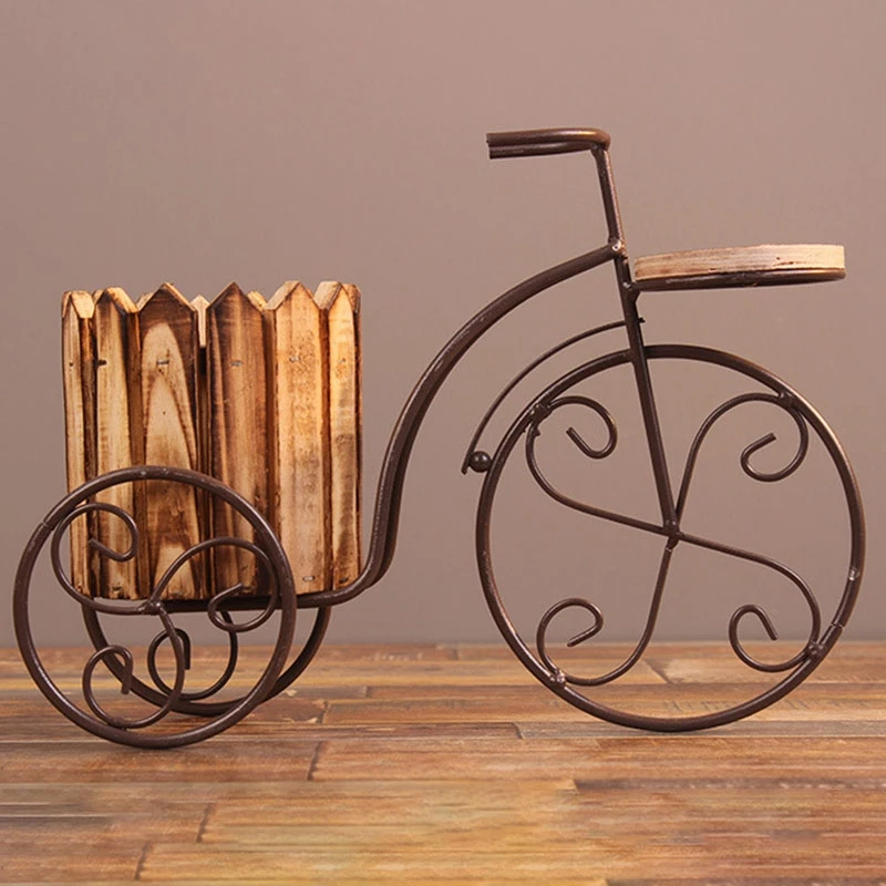 Desktop Planter Garden Pot Garden Supplies Home Decoration European Wrought Iron Bicycle Flower Stand Flower Pot Craft