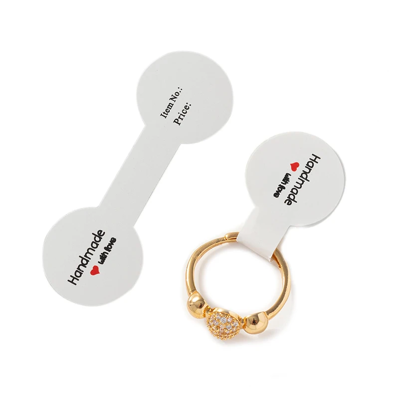 Rectangle Blank Jewelry Price Tags - Self Adhesive Barbell Sticker Cards for Display and Packaging