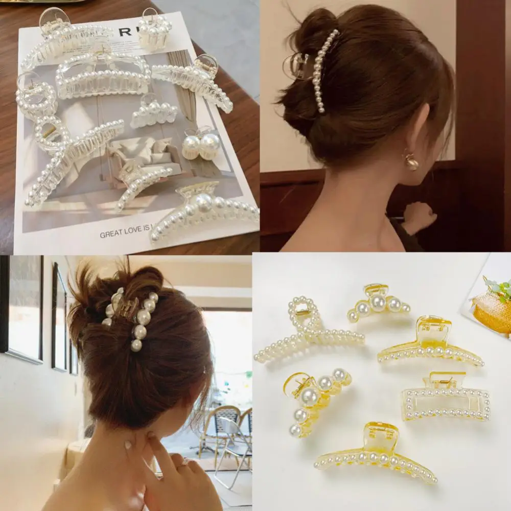 

Fashion Pearls Acrylic Hair Claw Clips For Women Big Size Geometry Hair Clips Hairpin Hair Crab Barrettes Hair Accessories