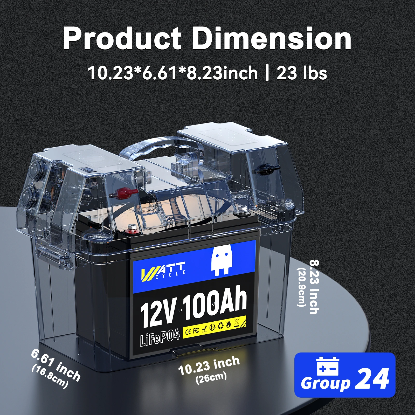 Wattcycle 12V 100Ah LiFePO4 Battery Packs Grade A Cells Rechargeable For Outdoor / Home Storage Lithium Iron Phosphate Batteries 5