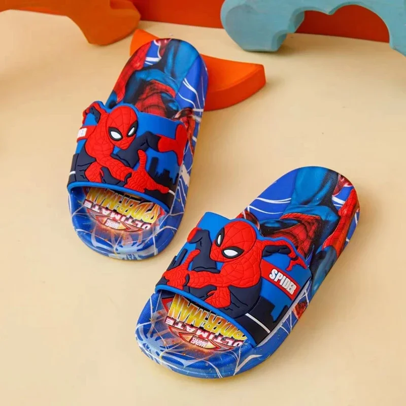 

New Baby Girls Slippers Summer Boys Cartoon Spiderman Captain America Iron Man Indoor Home Soft Anti Skid Beach Shoes Flip Flops