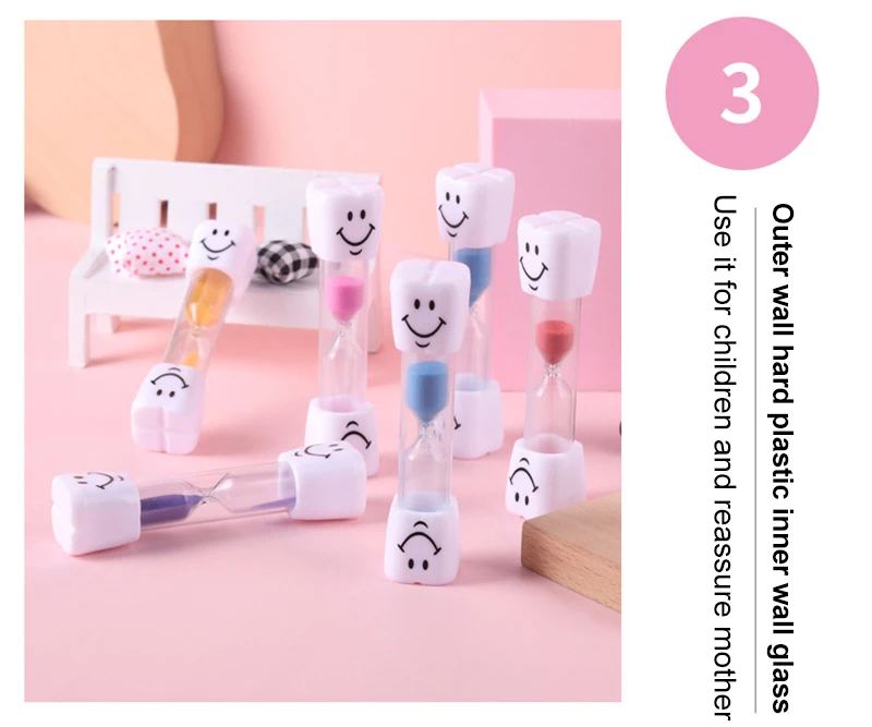 Children Kids Toothbrush Timer 3 Minutes 2 Minutes Smile Sandglass Tooth Brushing Hourglass Gift Sand Clock 3