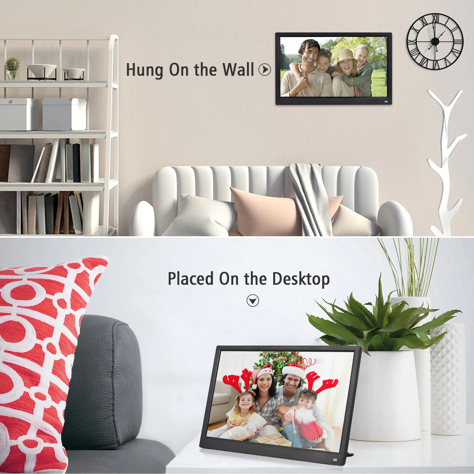 Andoer 15.6-inch 10.1-inch Digital Photo Frame IPS Screen Desktop Electronic Album with Backside Stand Remote Control for Friend
