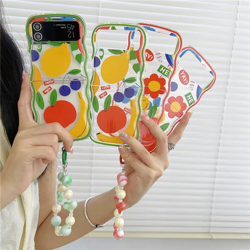 

Cute Graffiti Fruit Phone Case for Samsung Galaxy Z Flip 5 4 3 Protective Back Cover for ZFlip3 ZFlip4 ZFlip5 Case Shell