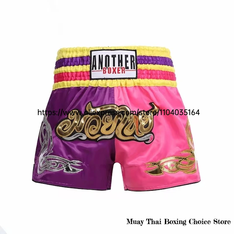 Muay Thai Shorts Thai Boxing Shorts Men Women Kids Embroidered MMA Clothes Gym Cage Fight
