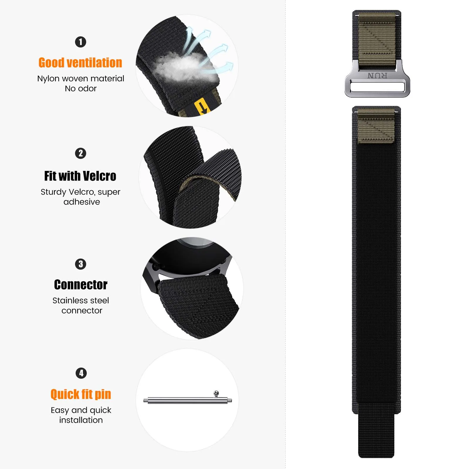 Versatile Nylon Strap – Easy Fit Replacement Wristband in Multiple Sizes