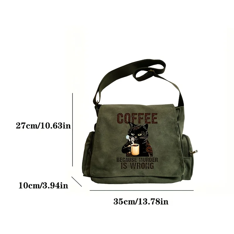 Cool Coffee Cat Printed Messenger Bags Adjust Shoulder Strap Buckle Crossbody Bag For Women's Gifts Daily Shopping,Travel