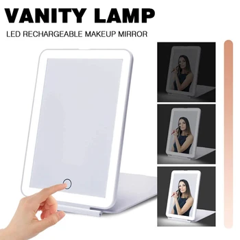 휴대용 화장대 램프 접이식 화장품 거울 조명 터치 스크린 메이크업 거울, LED 램프, USB 충전식 접이식 디자인