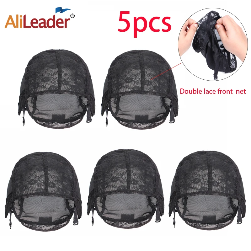 Vente chaude 5 pièces nouveau bonnet de Perruque en maille résille bonnets de Perruque en dentelle extensible pour la fabrication de perruques avec bretelles réglables Bonnet Perruque