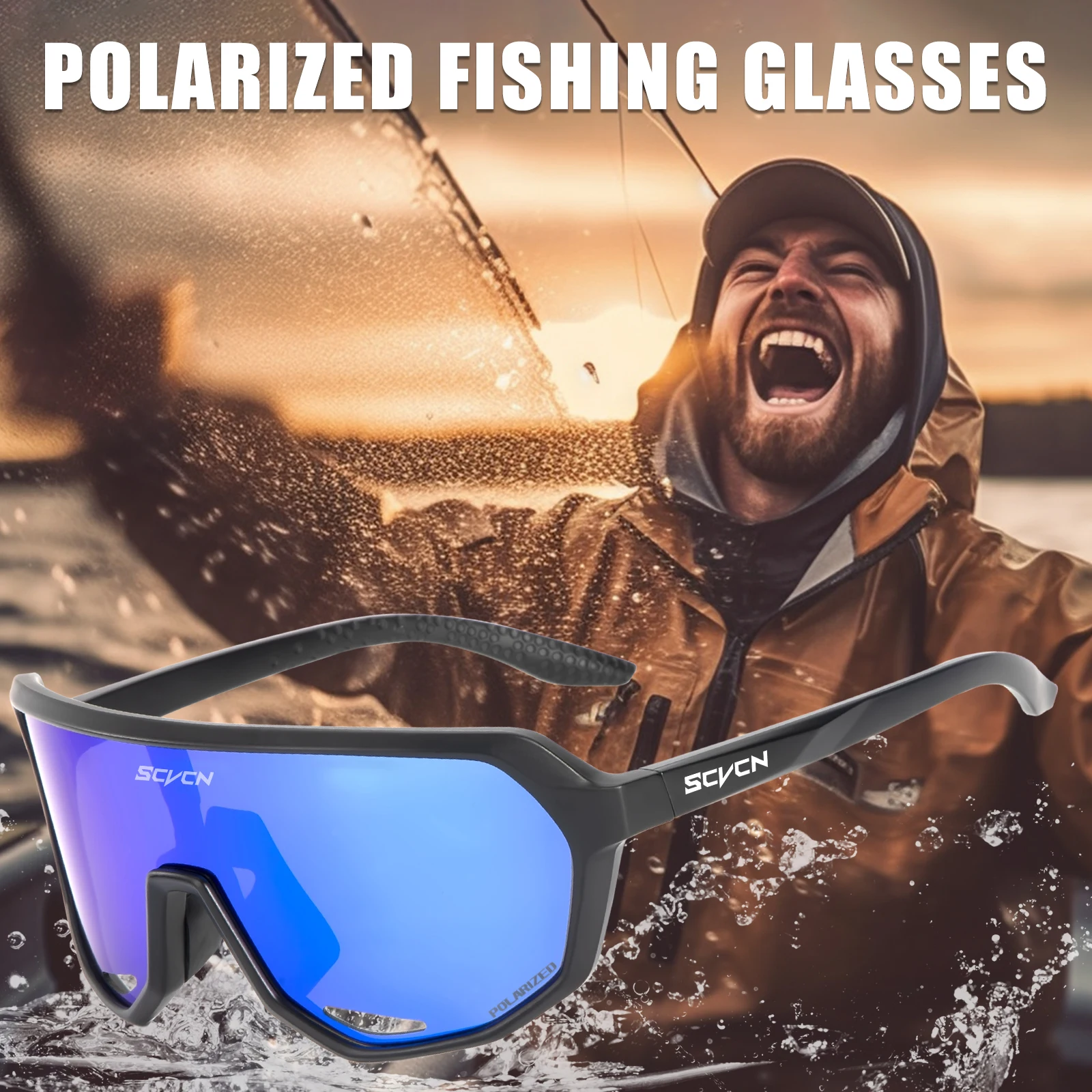 SCVCN Polarized Fishing Sunglasses Men Outdoor Beach Fishing Glasses Sports UV400 Goggles Road Bike Bicycle Cycling Glasses polarized sunglasses fishing sunglasses