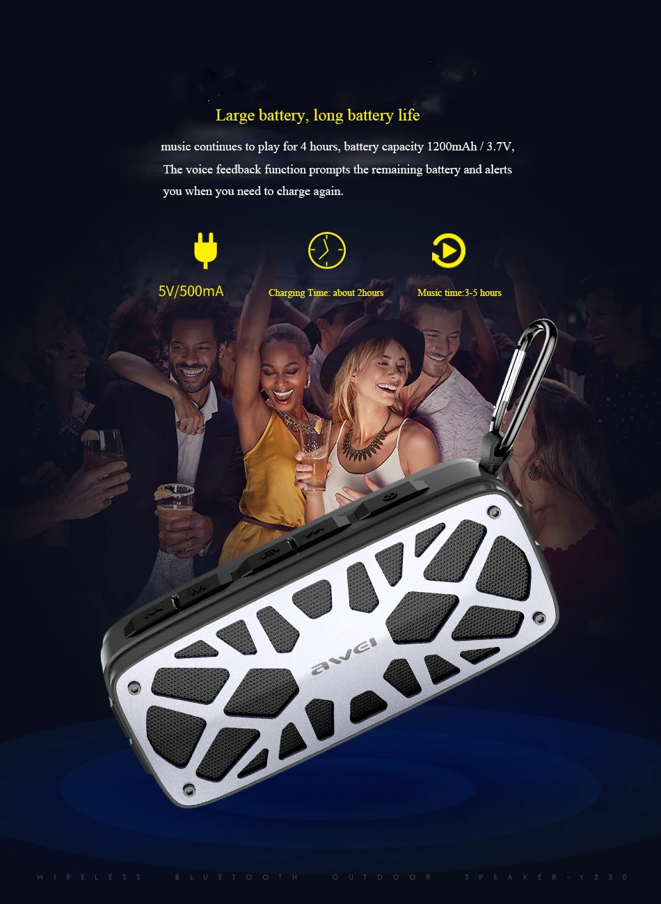 AWEI Y330 Wireless bluetooth Speaker Dual Units FM Radio Price in