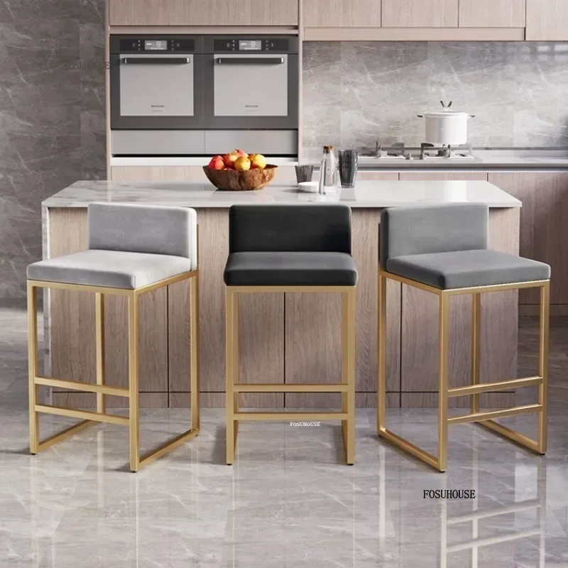 Nordic bar stools kitchen modern chairs reception soft minimalism single velvet bar stool living room indoor furniture