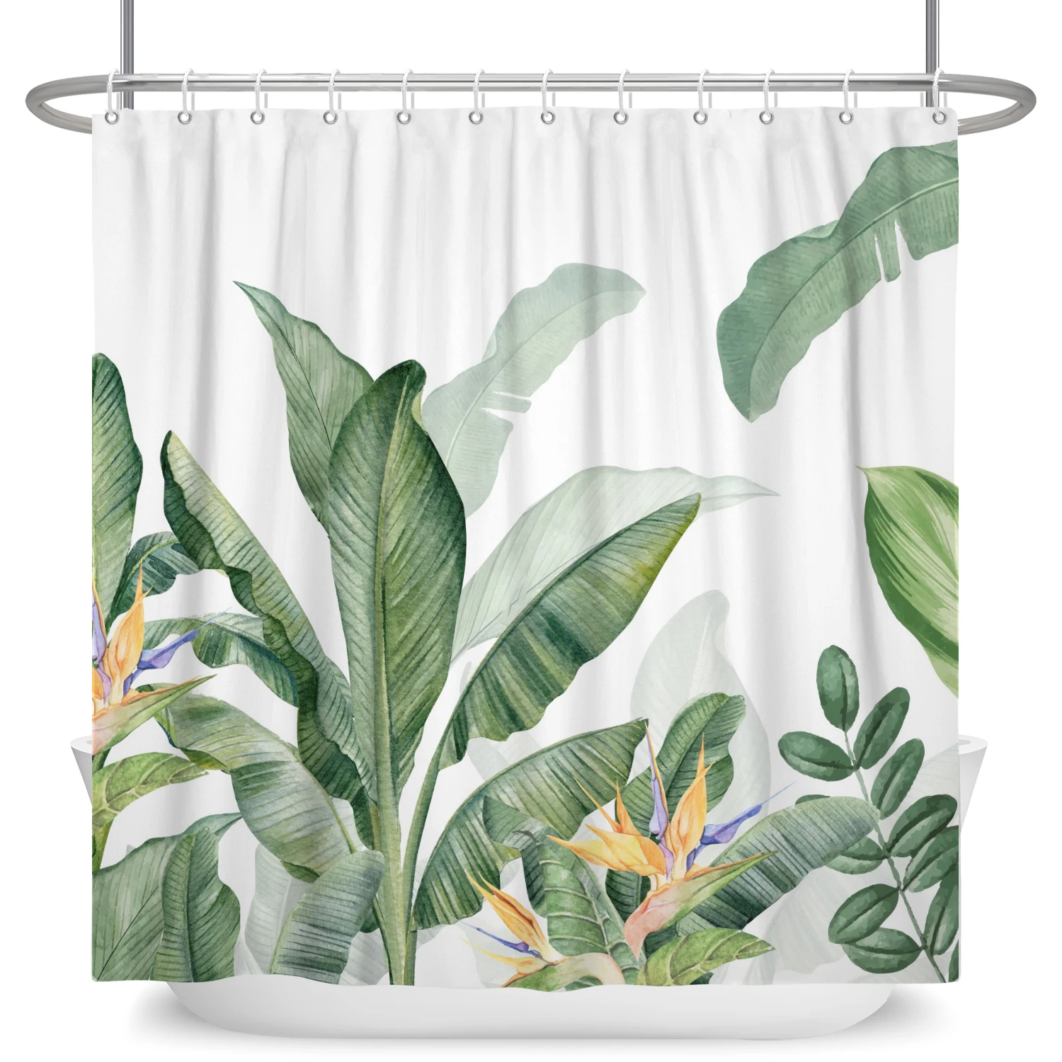 Green Leaves Plant Flower Butterfly Shower Curtain Wild Animal Waterproof Fabric Bath Curtain Bathroom Accessorie Decor shower curtains