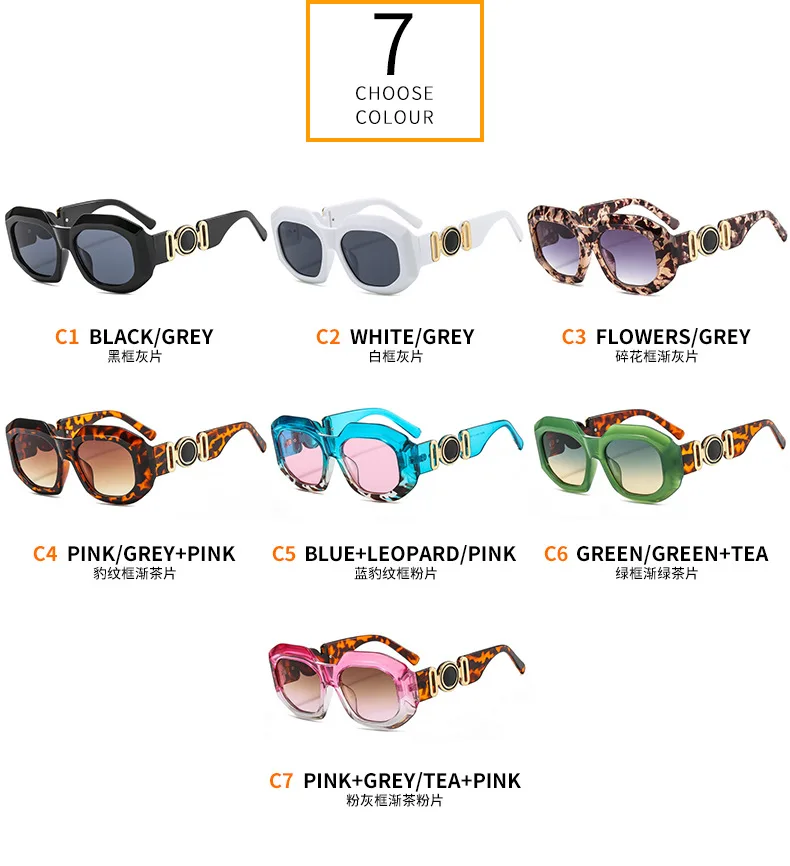 Fashion Polygon Square Sunglasses Women Luxury Brand Irregular Punk Sun Glasses  Men Retro Big Frame Leopard Sunglass for Unisex