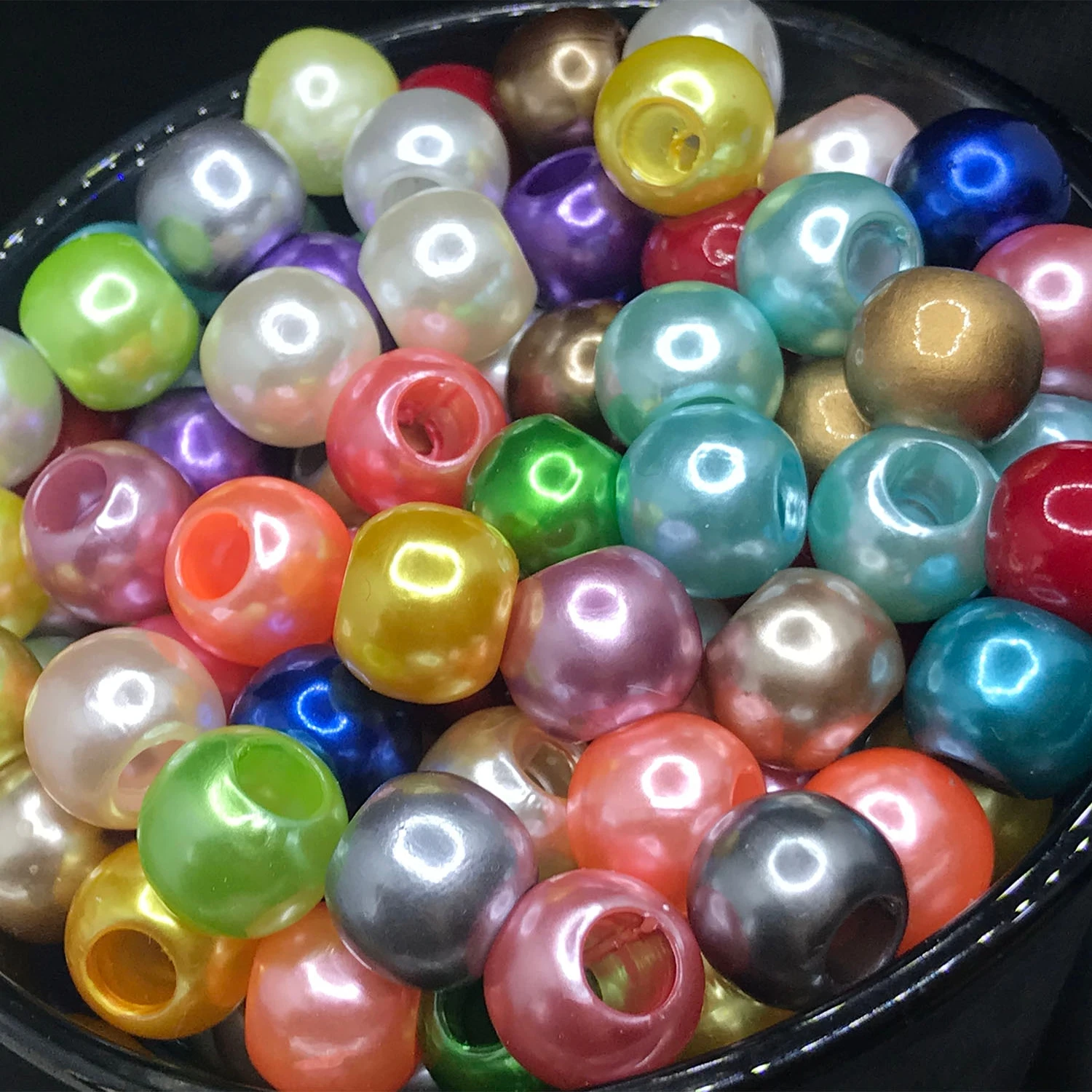 

100PCS 10x12mm Round Beads Multi-Colored Large Hole Acrylic Spacer Beads for DIY Craft Jewelry Bracelet Home Decoration
