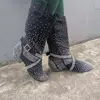 Practice OEM Latin Dance Boots Black Rhinestone Soft Latin Salsa Ballroom Party Dancing Shoes Black Sport Party Dance Boot Shoes 3