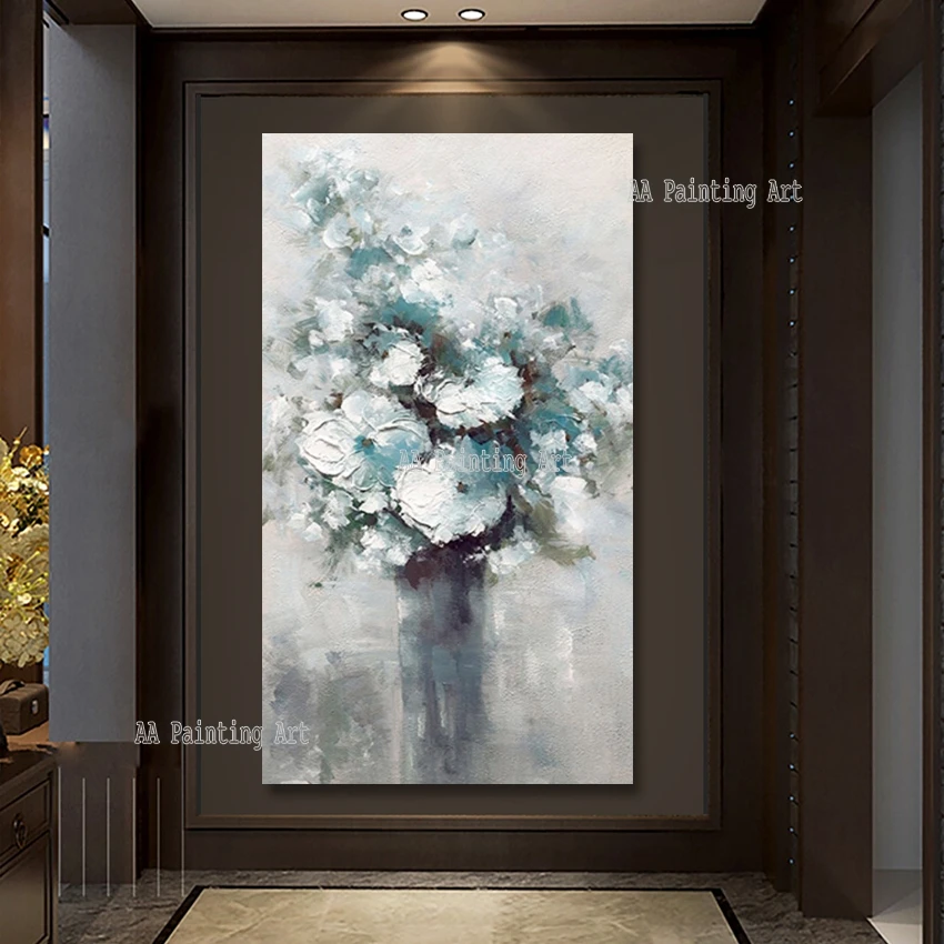

Modern Wall Decor Canvas Art Flowers Picture Oil Painting Home Decoration Abstract Unframed Vase Wall Paintings Hotel Artwork