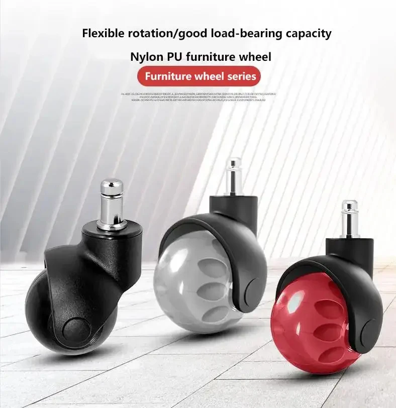 (5 Packs) 2 Inch Office Chair Casters Ball Type Nylon PU Wheels M11 Screw Insert General Furniture Caster Wheels