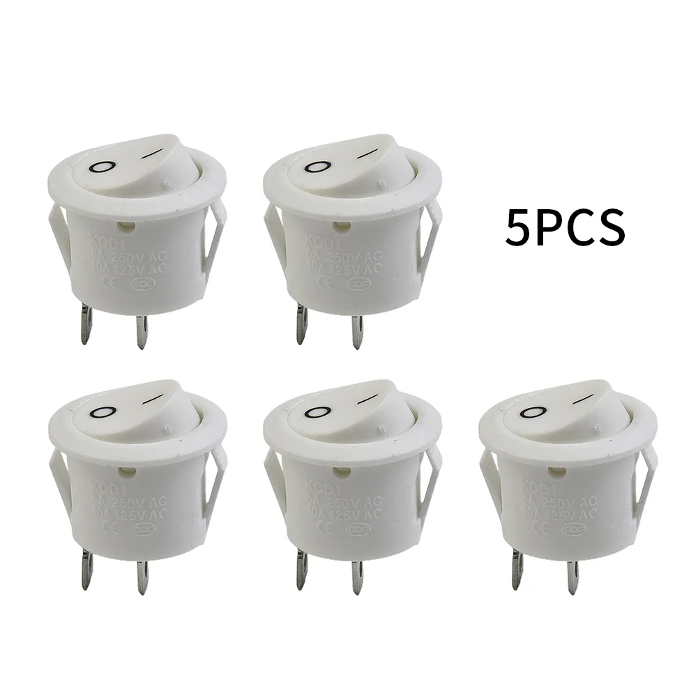 5 pièces petits interrupteurs à bascule ronds pour bateau blanc Mini rond 2 broches Terminal SPST interrupteur à bascule marche-arrêt Snap-In 20mm 12V