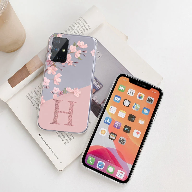 Luxurious Transparent Soft Slim Clear Bumper Case with A-Z Letters Back Cover