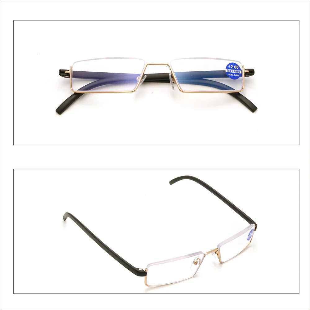 Ienjoy tr90 Lesebrille Anti-Blaulicht Lesebrille Männer Halb rahmen verschreibung pflicht ige Brille männliche Brille mit Etui 2019-2020 – Detail 10