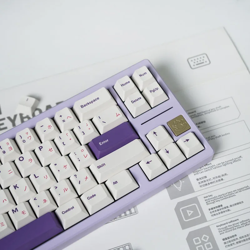 Gmk-pbt Cherry Profile Keycaps Teclado Mecânico Chave Keycap Rosa Roxo Rosa Tema Sublimação 146 Key Gmk - Imagem 6