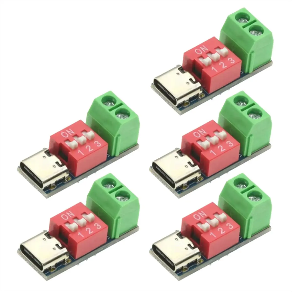 (ABGQ) 5Pcs PD 고속 충전 테스트 보드 5-20V 조정 가능한 PD 트리거 모듈 USB Type-C 100W 전원 공급 장치 테스터