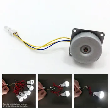 Small Generator Three-phase AC Brushless Generator Micro Wind Turbine Motor Hand Cranked Generator LED Lamp 3-24V DIY 1