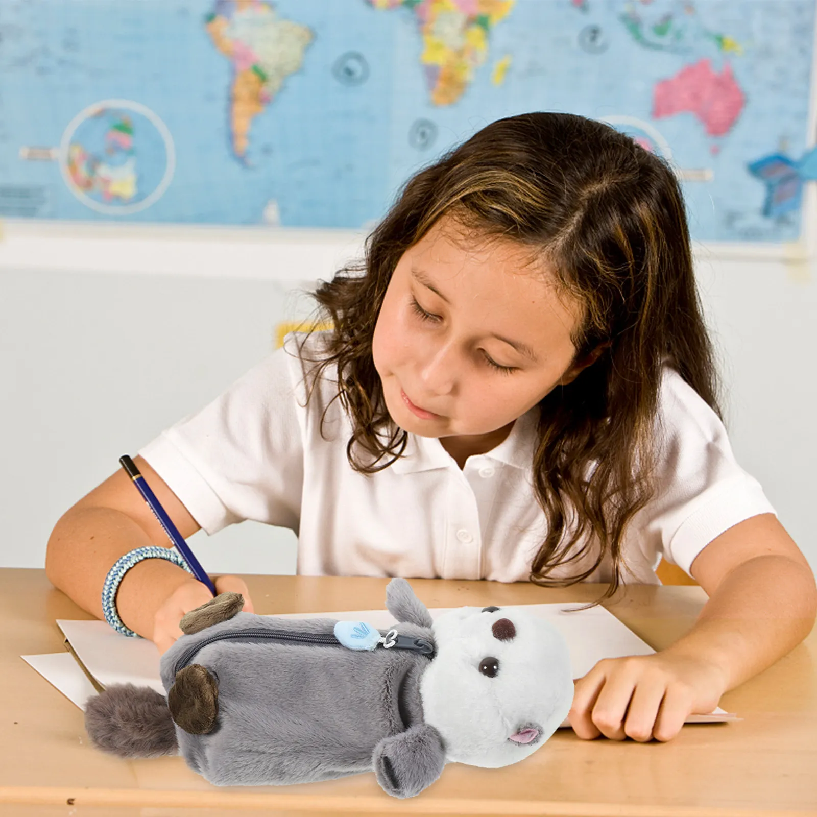 사랑스러운 동물 모양 연필 가방 학생, 교사, 예술가를 위한 지퍼가 달린 귀여운 펜 케이스 스케치 용품, 필기 도구 보관함