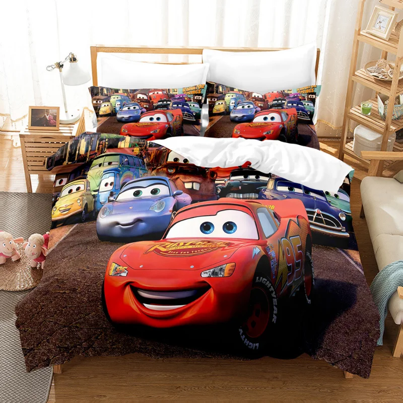 thumbnail image 1 of Disney Pixar Cars-Juego de ropa de cama, funda de edredón de dibujos animados de Anime, funda de almohada, decoración de cama, funda de edredón para dormitorio, traje de cama, regalo para niños, 1 of 5
