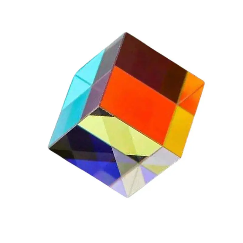 

Prism Six-Sided Bright Light Combine Cube Prism Stained Glass Beam Splitting Prism Handicraft Kids Optical Experiment Instrument