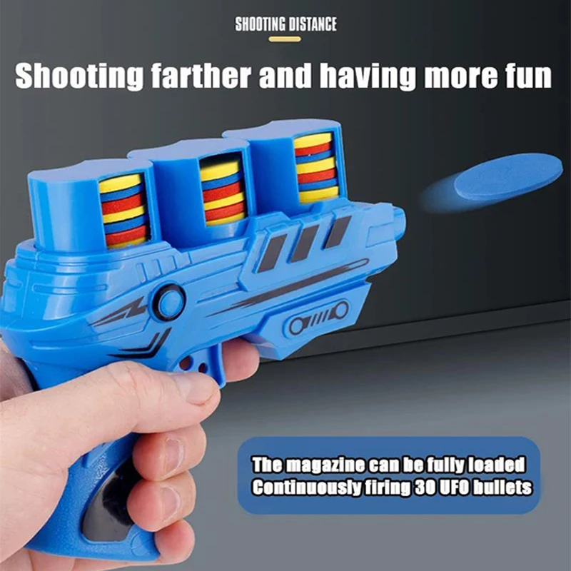 어린이 비행 접시 GunsToy 방출 어린이 야외 게임 거품 25pcs 비행 디스크 재미있는 장난감 EVA 미니 소프트 총알 전투