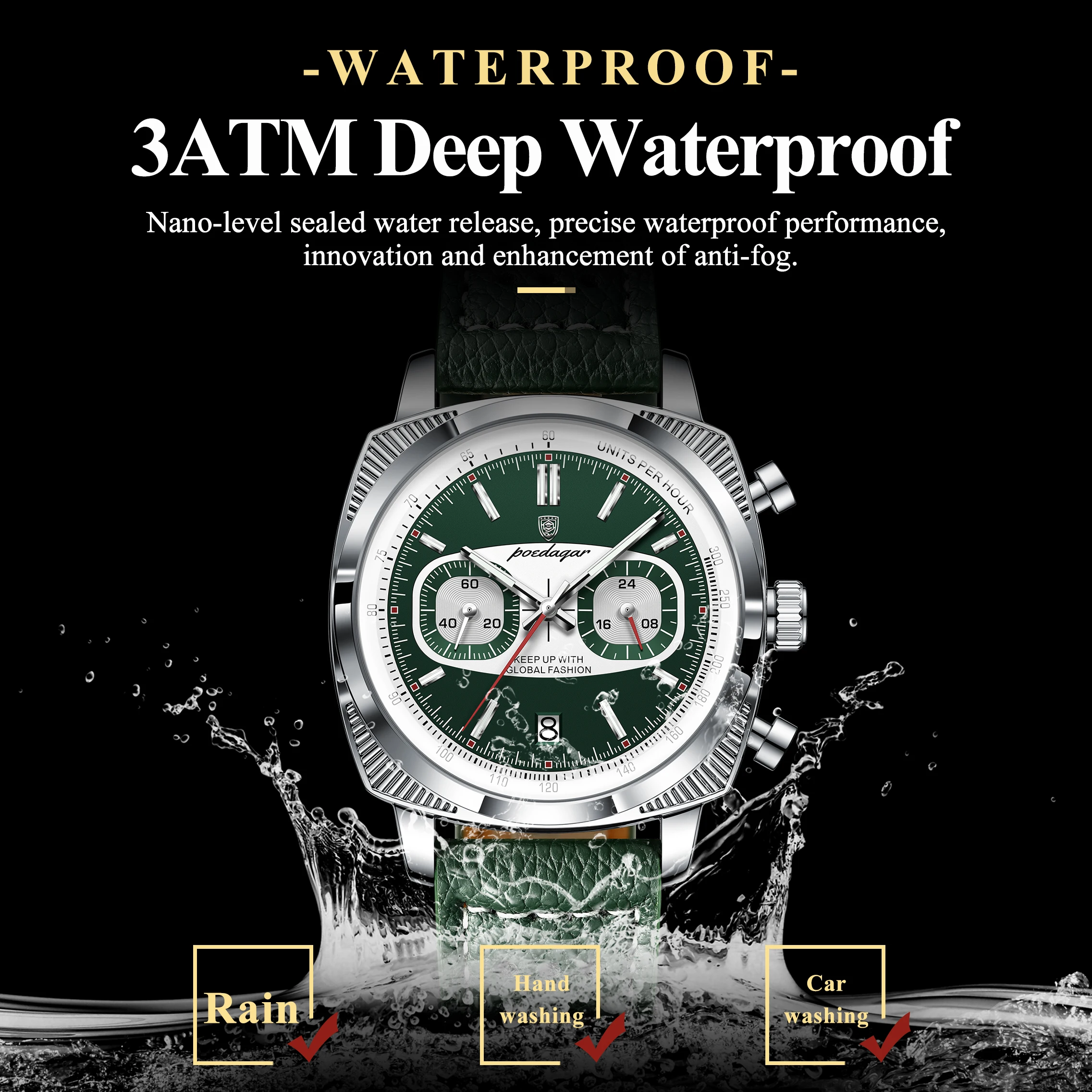 Poedagar Original fashion Men Clock Luminous Waterproof Chronograph Date Watch For Man luxury Leather Quartz Men's Watches Reloj, Alina Gadgets
