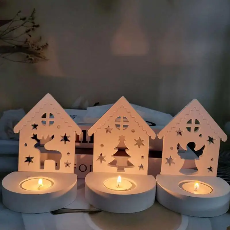 House Candle Holder Mold DIY Christmas Theme Resin Mould Silicone Candle Molds for Festive Home Decor Creative House Candle Mold