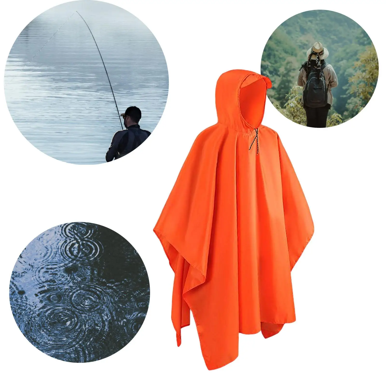 Wet Weather Rain Poncho Floor Mat Canopy Reusable Tarp for Adult Unisex Outdoor