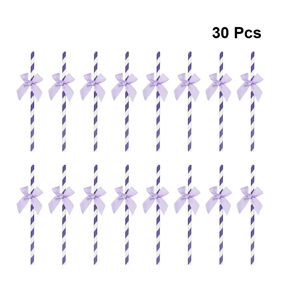 Paper Drinking Straws Cocktail Bow-tie Decorate Colored Purple Party Supplies Decoration