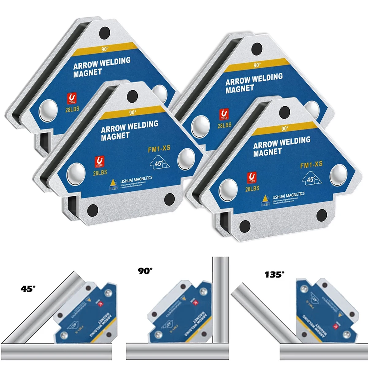 4Pcs Welding Magnets 28lbs Magnetic Welding Holder Metal Positioning Arrow Table Magnet Clamp 45&deg; 90&deg; 135&deg; Tool magnetic welding holders welding accessories clamp magnetic welding fixer welding electrode clamp