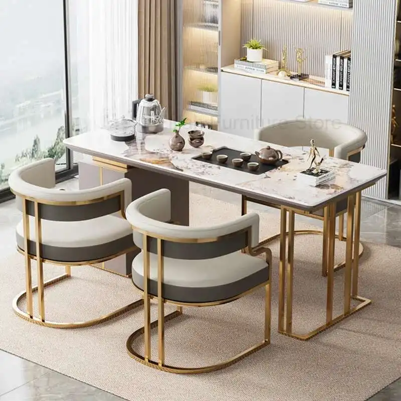 Luxury Dining Chairs Modern Leather Grey Comfortable Barstools Lounge Chair Bedroom Waiting Comedor Living Room Chairs GPF30XP