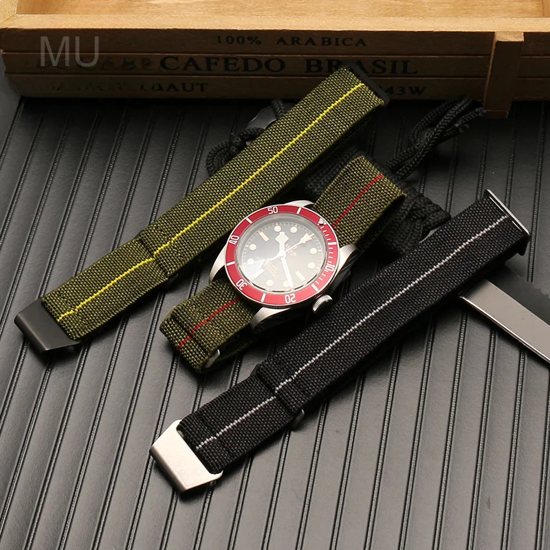 Durable Elastic Nylon Watch Strap - French Parachute Style