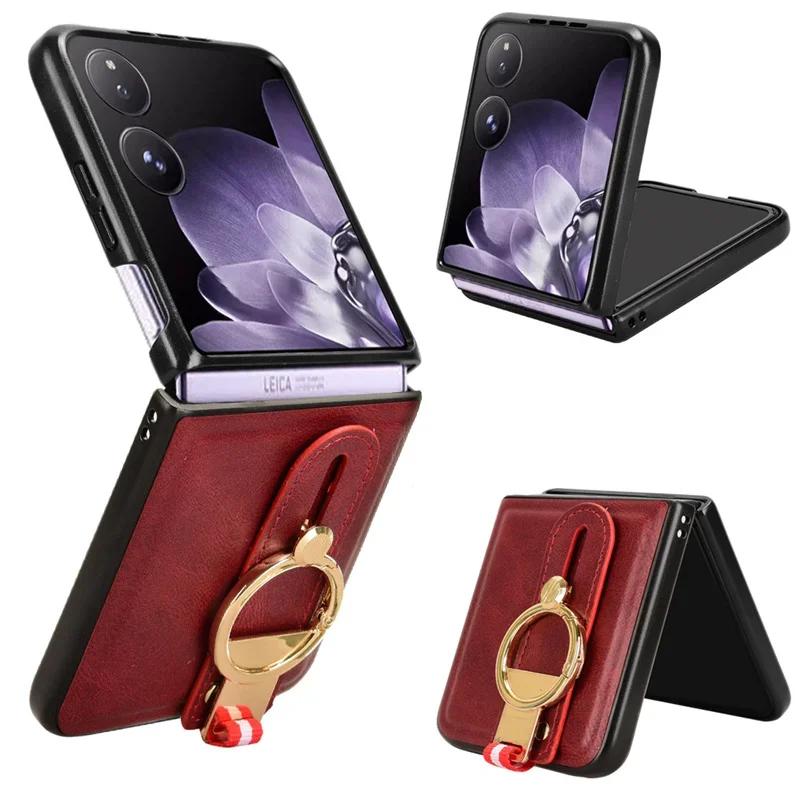 Luxury Leather Stand Case with Wristband and Ring Opener