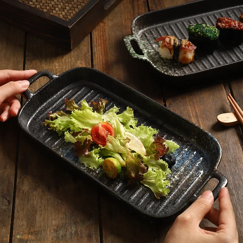 

Керамическая тарелка для ушей, домашние блюда для японских суши, пасты, коммерческая посуда, креативные прямоугольные тарелки для фруктов и салатов