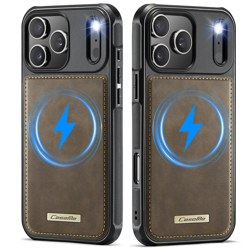 Leather Flip Wallet Case with Magnetic Detachable Design