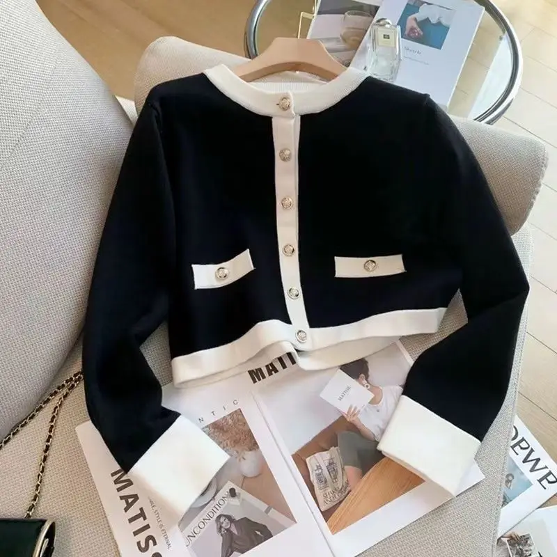 Xiaoxiangfeng Sports Leisure Set For Women's Spring Autumn 2023 New Style Fashion Knitted Cardigan Wide Leg Pants Two Piece Suit
